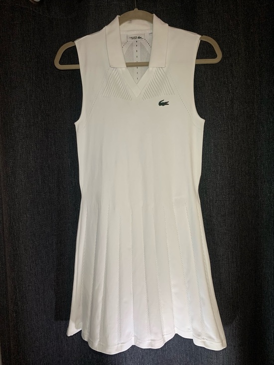 Lacoste Dresses & Skirts - Gorgeous White Lacoste Crocodile Sleeveless V‑Neck Pleated Tennis Dress, Golf, M